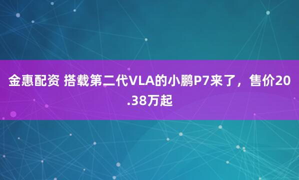 金惠配资 搭载第二代VLA的小鹏P7来了，售价20.38万起