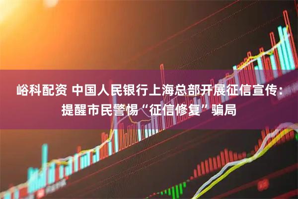 峪科配资 中国人民银行上海总部开展征信宣传：提醒市民警惕“征信修复”骗局